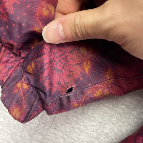 VTG Louis Garneau Women Jacket Red Trippy Floral AOP Polar Fleece Lined Retro - Picture 8 of 16